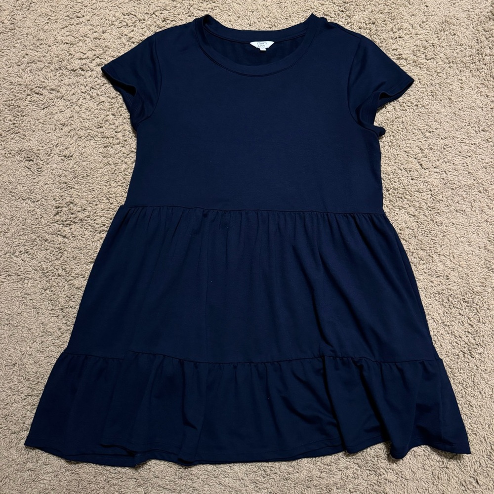 EUC Crown & Ivy  tiered dress, sz XL, navy